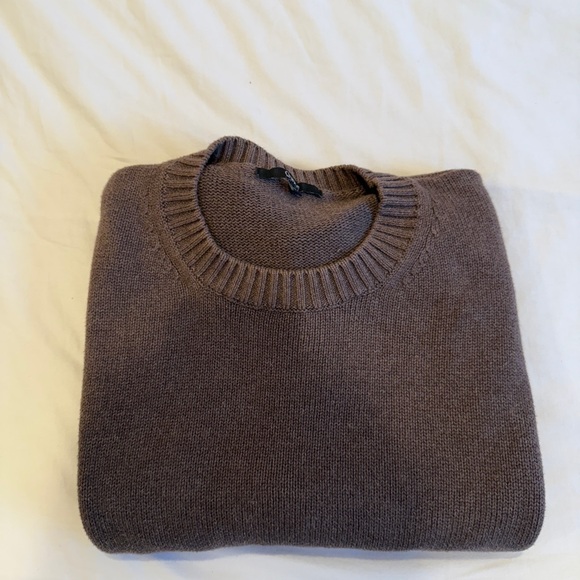 QUINCE 100% Organic Cotton Boyfriend Crew Sweater In Heather brown SMALL - Picture 2 of 4
